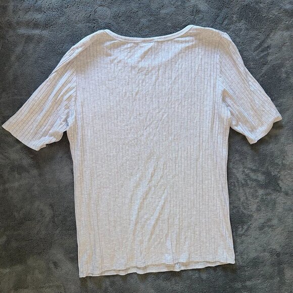 Light Gray Off White Ribbed Short Sleeve Women's T Shirt Lularoe 2xl - Picture 3 of 8